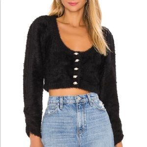 For Love & Lemons Anastasia Cropped Rose Cardigan